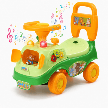JoyStone Ride On Push Car for Toddlers, Push Walker Ride On Car with Lights, Music and Horn, Under Seat Storage, Push Car for Boys Girls, Green, Bear