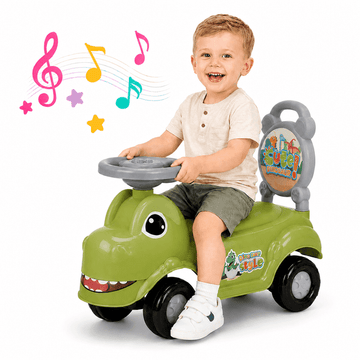 JoyStone Ride On Push Car for Toddlers, Push Walker Ride On Car with Music, Sounds, Interactive Steering Wheel, Dinosaur Ride On Toy for Boys Girls, Green