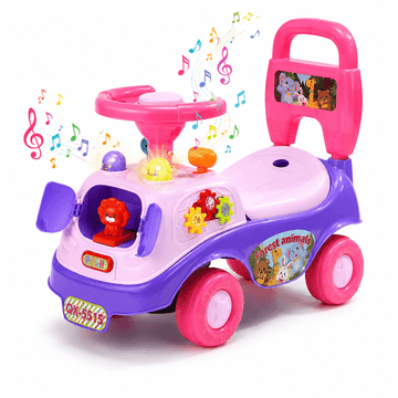 JoyStone Ride On Push Car for Toddlers, Push Walker Ride On Car with Lights, Music and Horn, Under Seat Storage, Push Car for Boys Girls, Purple, Lion