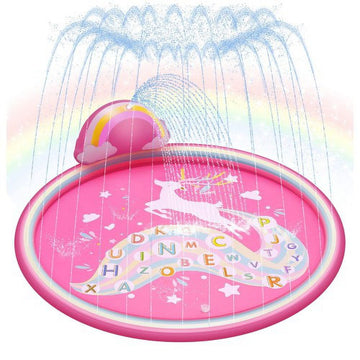 JoyStone Splash Pad Sprinkler/ Play Mat for Kids and Dog, Outside Backyard Dog Pool Toys Inflatable for Baby Toddler Boys Girls Children Age 18+ Months, Pink