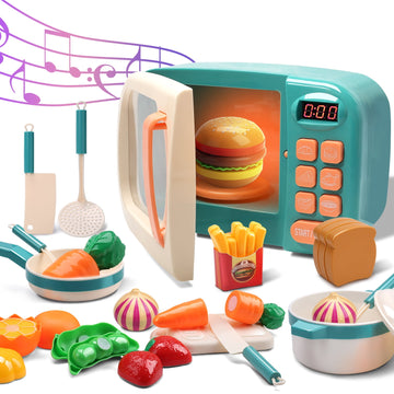 JoyStone Toys Kitchen Play Set Kids Pretend Play Electronic Oven with Play Food Cookware Pot and Pan Toy Set Cooking Utensils Learning Gifts for Baby Toddlers Girls Boys