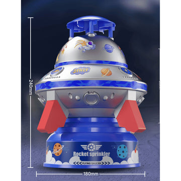 JoyStone UFO Water Sprinkler for Kids, Water Rocket Toy W/Light & Spin & DIY Space Sticker, Water Launcher Toy Gift for Gilrs Boys