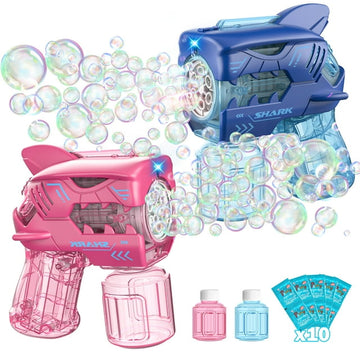 JoyStone Bubble Guns Machine for Toddlers, Automatic Light up Bubble Blaster Bubble Maker Blower with Refill Solution for Kids, Outdoor Toys