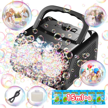 JoyStone Upgraded Bubble Machine with 2 Speed Levels, Automatic Bubble Machine for Kids 20000+ Bubbles Per Minute with 2 Fans, Bubble Maker for Outdoor Indoor Birthday Wedding Party, Black