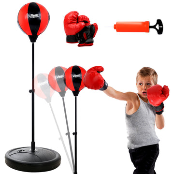 JoyStone Punching Bag for Kids, 42 Inch Kids Boxing Set with Stand & Boxing Gloves, Height Adjustable Boxing Bag Sport Toy for Boys and Girls Aged 3-10 Years Old, Black & Red