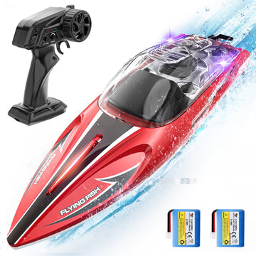 RC Boat 20+ MPH, 2.4 GHz Racing Boats for Kids & Adults with Rechargeable Battery, Low Battery Alarm,Capsize Recovery,Gifts Boys Girls