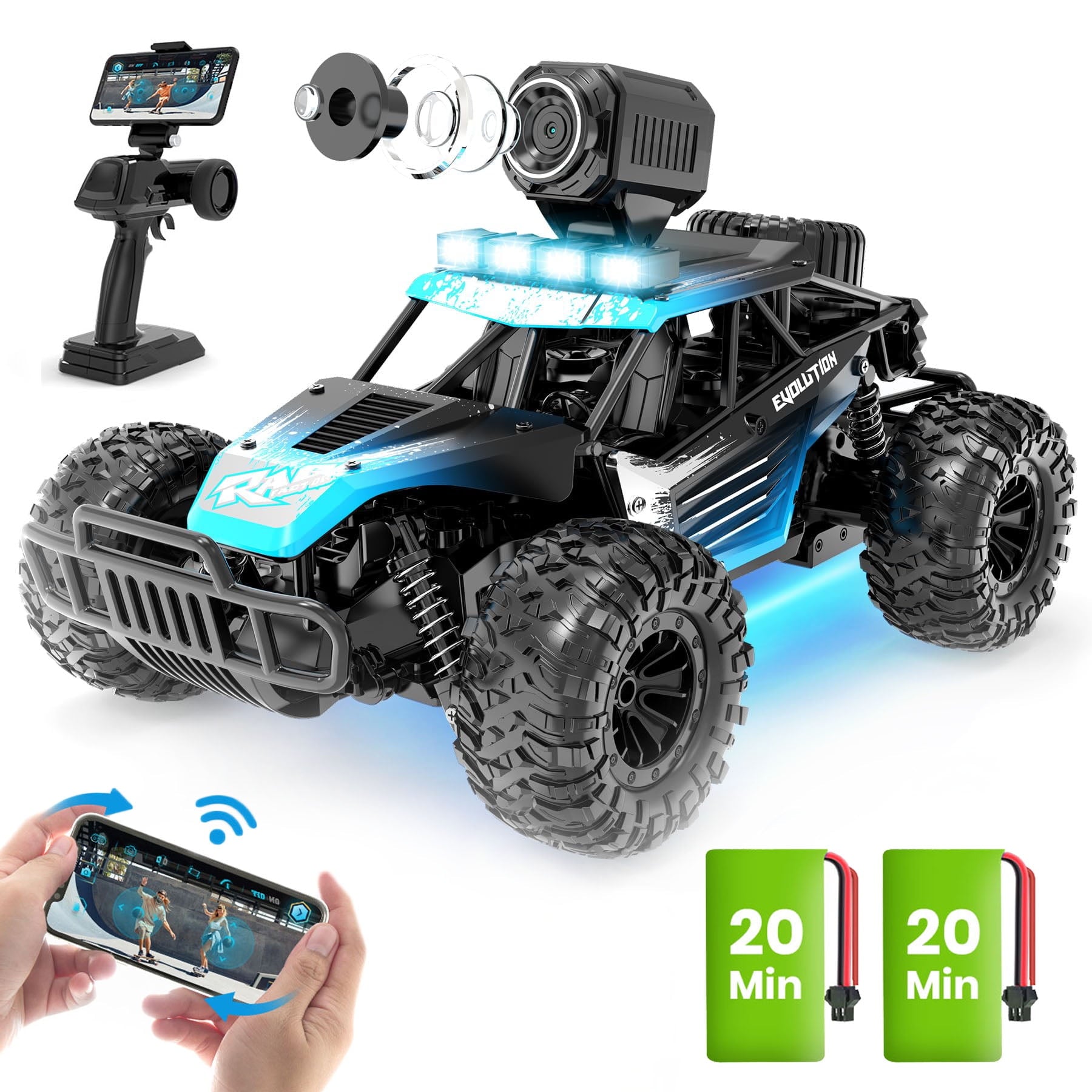 RC Cars High Speed Remote Control Car with 1080P HD Camera, 1:16 Scales 4WD Off Road Monster RC Truck Toy Gifts for Kids & Adults