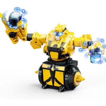 RC Robot Toys, Fighting Robot 360°Rotatin, with Shields and Realistic Sound Effects, Robots for Kids Ages 6-8, Yellow