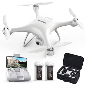 Wefone WF22 Drone with Camera Lightweight Beginner-Friendly Quadcopter Featuring Optical Flow Stabilization, Extended Flight with 2 Batteries, White