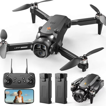 Drones for Kids with 1080P HD Camera, One-Key Takeoff/Landing, Foldable Wefone H21 with Brushless Motor and Optical Flow Hover, 2 Batteries, Black