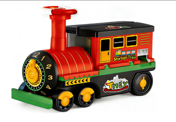 WonderStone Kids Ride On Train Push Car with Train Whistle & Turning Sound Effects, Foot-to-Floor Sliding Toy with Multi-Slot Storage, , Toddler Riding Toy for Boys Girls，Red