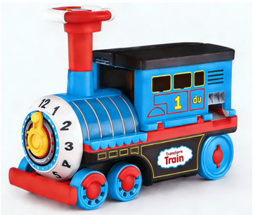 WonderStone Kids Ride On Train Push Car with Train Whistle & Turning Sound Effects, Foot-to-Floor Sliding Toy with Multi-Slot Storage, , Toddler Riding Toy for Boys Girls，Blue