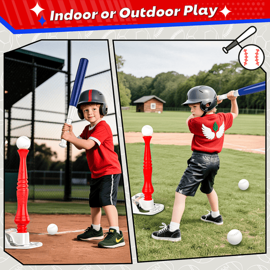 JoyStone T Ball Sets for Kids, Baseball Toy Set Includes 6 Balls, Adjustable Batting Tee and Storage Net, Outdoor Games Sports Toy Gift for Toddlers Boys Girls