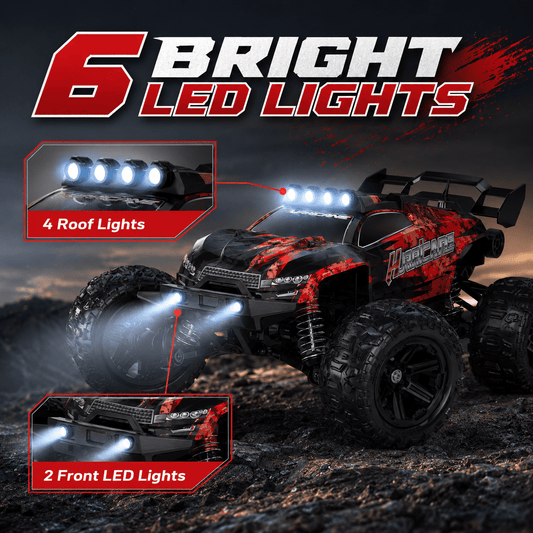 JoyStone 1:14 Scale 4WD RC Car, 25+ MPH High Speed Remote Control Monster Truck with LED Lights, Metal Drivetrain, 2 Rechargeable Batteries, Full Proportional RC Truck for Adults & Kids