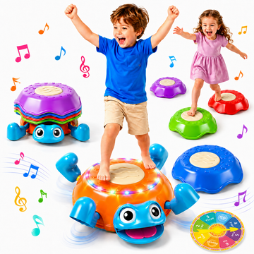 WonderStone Stepping Stones for Kids, Turtle 6 PCS Stepping Stone Kit with Sound Effects and Lights, Non-Slip Balance Board Sensory Toy for Kids Ages 3–5