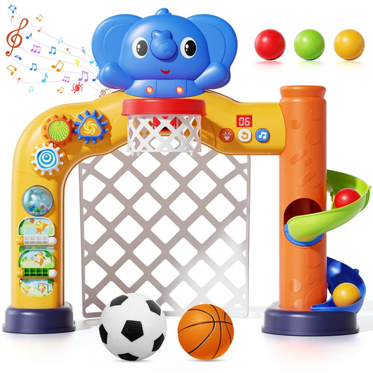 JoyStone Toddler Basketball Hoop & Soccer Goal, Baby Toys & Activity Center with Lights, Sounds & Music, Kids Sports Toys for Boys Girls Ages 1-3