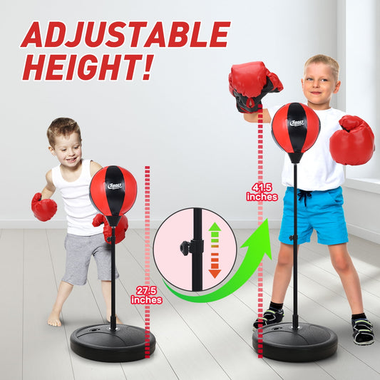 JoyStone Punching Bag with Boxing Gloves Boxing Bag for Kids Boxing Toy with Adjustable Stand for Boys and Girls Color Black and Red