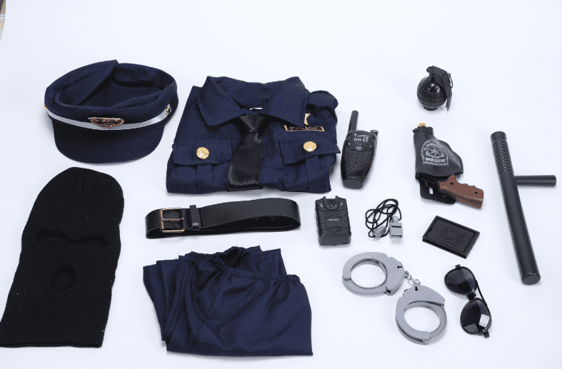 JoyStone 14PCS Police Officer Costume with Police Uniform, Recorder, Cop Costume Outfit Set for Halloween Role-playing, Halloween Gift for Kids