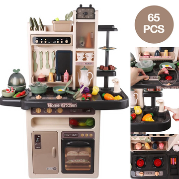 Kids Kitchen Playset, Play Kitchen with Stove, Cooking Kitchen with Lights Sound Steam, Pretend Play Toys for Kids Toddler Birthday Gifts