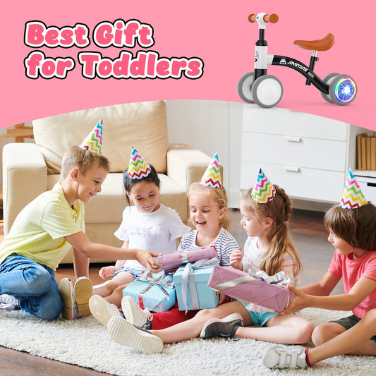 JoyStone Baby Balance Bike, No Pedal 4 Silence Wheels & Soft Seat, Adjustable Handlebar Seat, Toys for 1 Year Old Boy Girls Gifts, Black