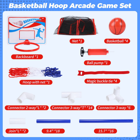 JoyStone Kids Basketball Hoop Arcade Game, Basketball Hoop Indoor Outdoor W/4 Balls, Basketball Game Toys Gifts for Boys and Girls (4 Balls)