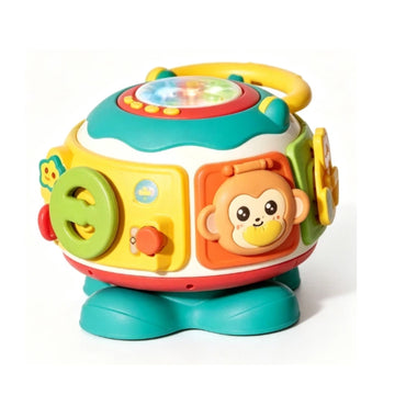 Wonderstone 7 in 1 Baby Activity Cube Drum with Music & Light, Musical Hand Drum for Toddlers, Montessori Early Learning Educational Toy, Birthday Gift for Babies 18 Months+ (Blue)