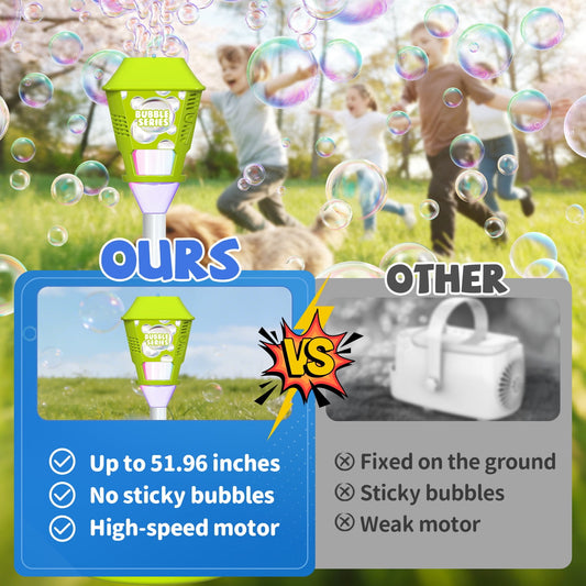 JoyStone Outdoor Bubble Machine for Kids with Lights & Music, Street Lamp Style Bubble Blower with 3 Adjustable Heights, Green