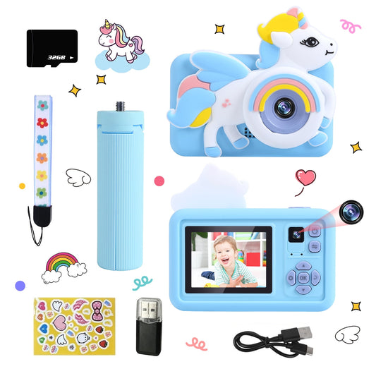 JoyStone HD Kids Digital Video Cameras for Toddler with Cartoon Soft Silicone Cover,Blue