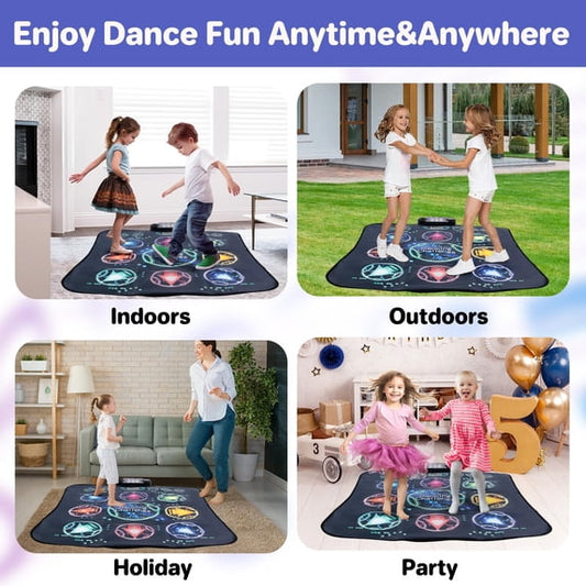 JoyStone Dance Mat for Kids, Rhythm Step Play Mat with LED Lights, Built-in Music, 8 Challenge Levels, Musical Dance Game Toy Gift for Girls Boys, Black