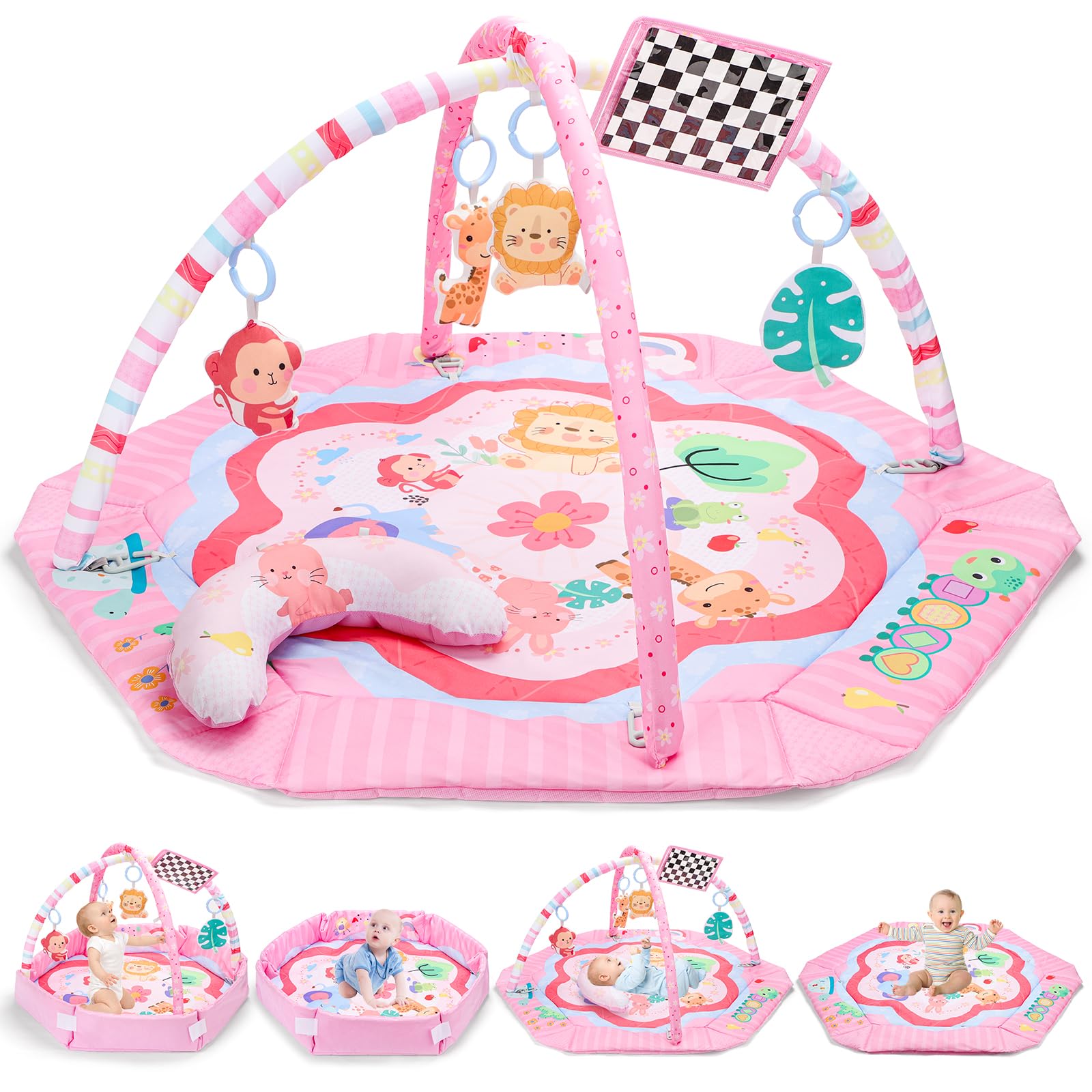 JoyStone Baby Play Mat Baby Gym, Musical Activity Mat Piano with Projection Function, Early Development Baby Play Mat Gift for Babies Newborn