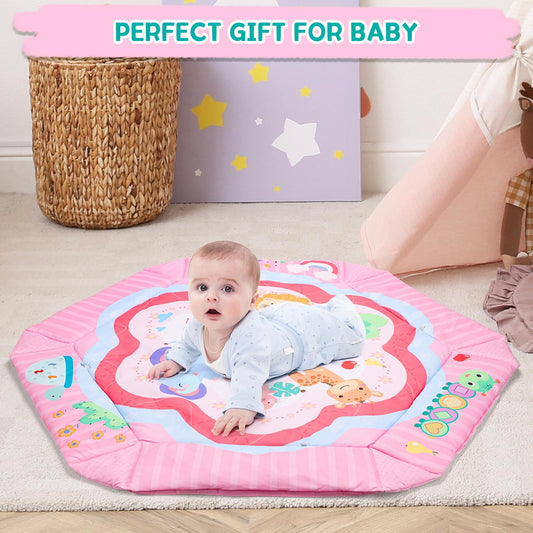 JoyStone Baby Play Mat Baby Gym, Musical Activity Mat Piano with Projection Function, Early Development Baby Play Mat Gift for Babies Newborn