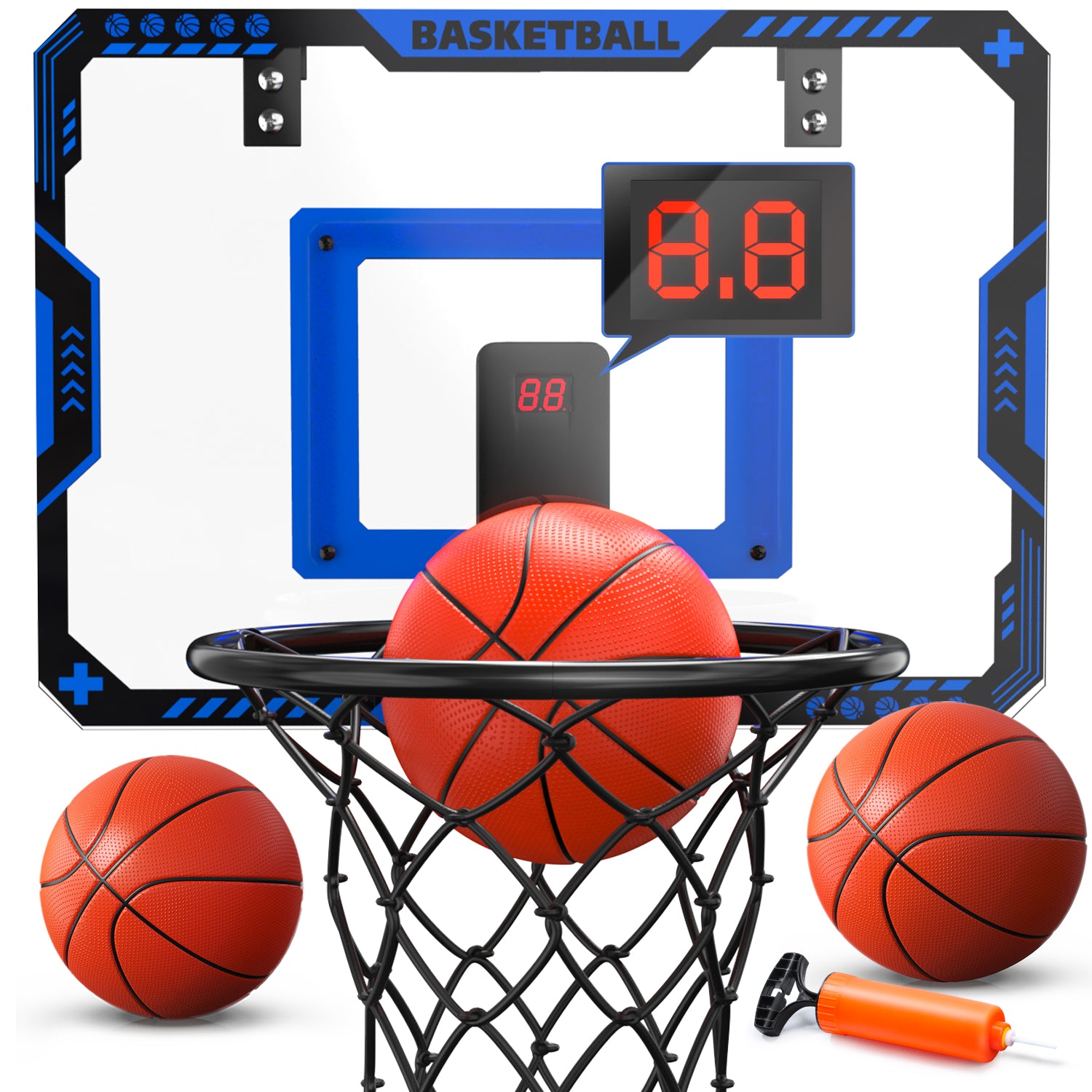 JoyStone Kids Basketball Toy, Over The Door Mini Basketball Hoops, Wall Room Basketball Hoop for Indoor Outdoor with 3 Balls, Kids Basketball Hoops for Toddler Boys Girls 3-10 Year