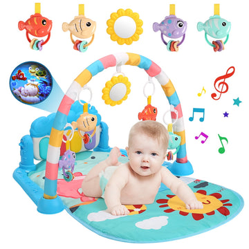 JoyStone Baby Gym Projection Play Mat , Kick and Play Piano Gym, Musical Activity Center for Infants Toddlers