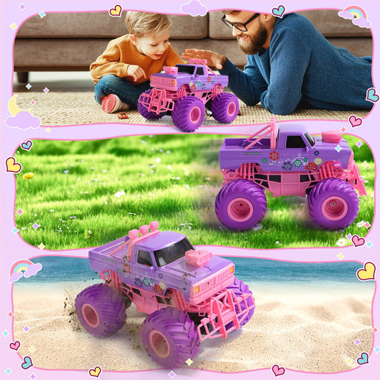 JoyStone Pink RC Cars for Girls, 1:18 Scale Jeep Remote Control Car, 30 Min Playtime 2.4Ghz LED Light Off-Road Pink Monster RC Trucks