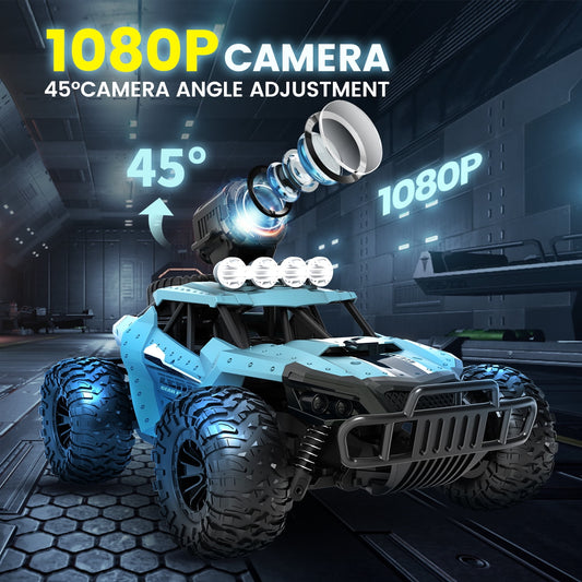 RC Car 1080P FPV Camera 1:16 Scale Off-Road Remote Control Truck Toy Gifts for Kids Adults 2 Batteries for 60 Min Play