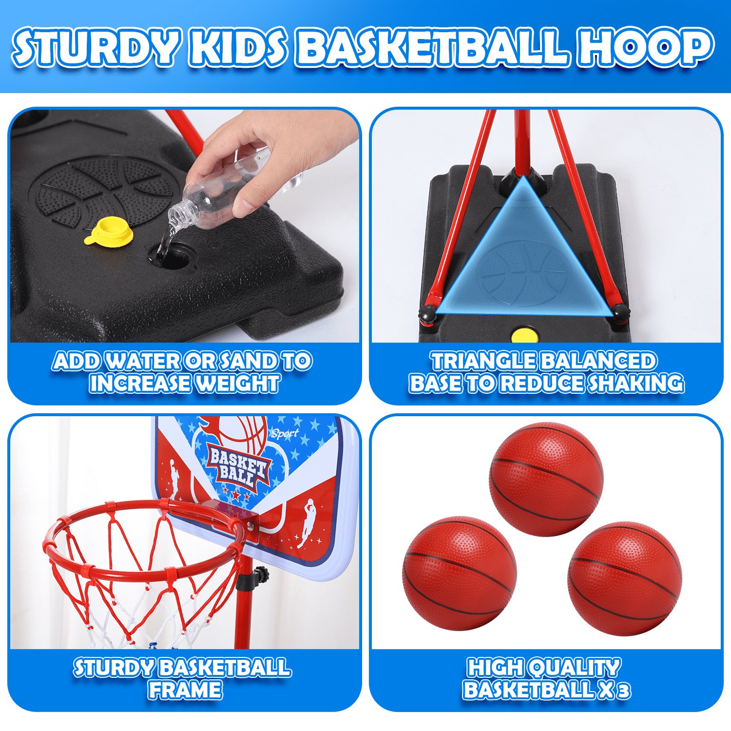Northern Stone Junior Basketball Hoop - Adjustable Height Portable Stand For Kids, Indoor & Outdoor-945205
