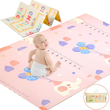 JoyStone Baby Play Mat, 78" X 70" Extra Large Reversible Foam Play Mat, Non-Toxic Foldable Animal Print Waterproof Crawl Mat for Babies