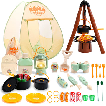 Kids Tent Camping Gear - Kids Camping Pretend Play Toddler Tent with Play Tent, Binoculars, Toy Campfire,Indoor and Outdoor Campfire Toy Set, Gift Idea for Boys Girls Age 3,4,5,6 Year Old