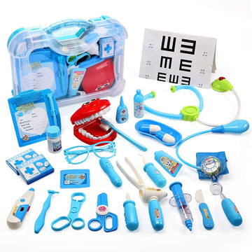 JoyStone Kids Toy Doctor Kit,30PCS Toy Medical Kits Pretend Play Dentist Doctor Kits with Electronic Stethoscope and Carrying Case, Educational Toy Doctor Playset for Kids Toddlers