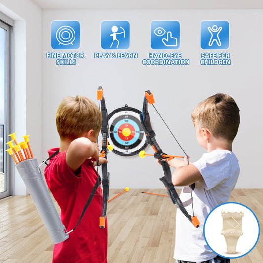 JoyStone Bow and Arrow Set for Kids- LED Light up Archery Toy Set with 8 Suction Cup Arrows, Target & Quiver and 6 Target Cans, Indoor and Outdoor Toys for Children Boys Girls, Blue