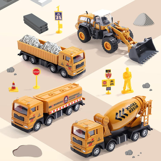 JoyStone Construction Vehicles Boys Toy Playsets, Crane Truck Excavator Crane Dump Truck Toy Car Sets Gift for Kids Toddlers