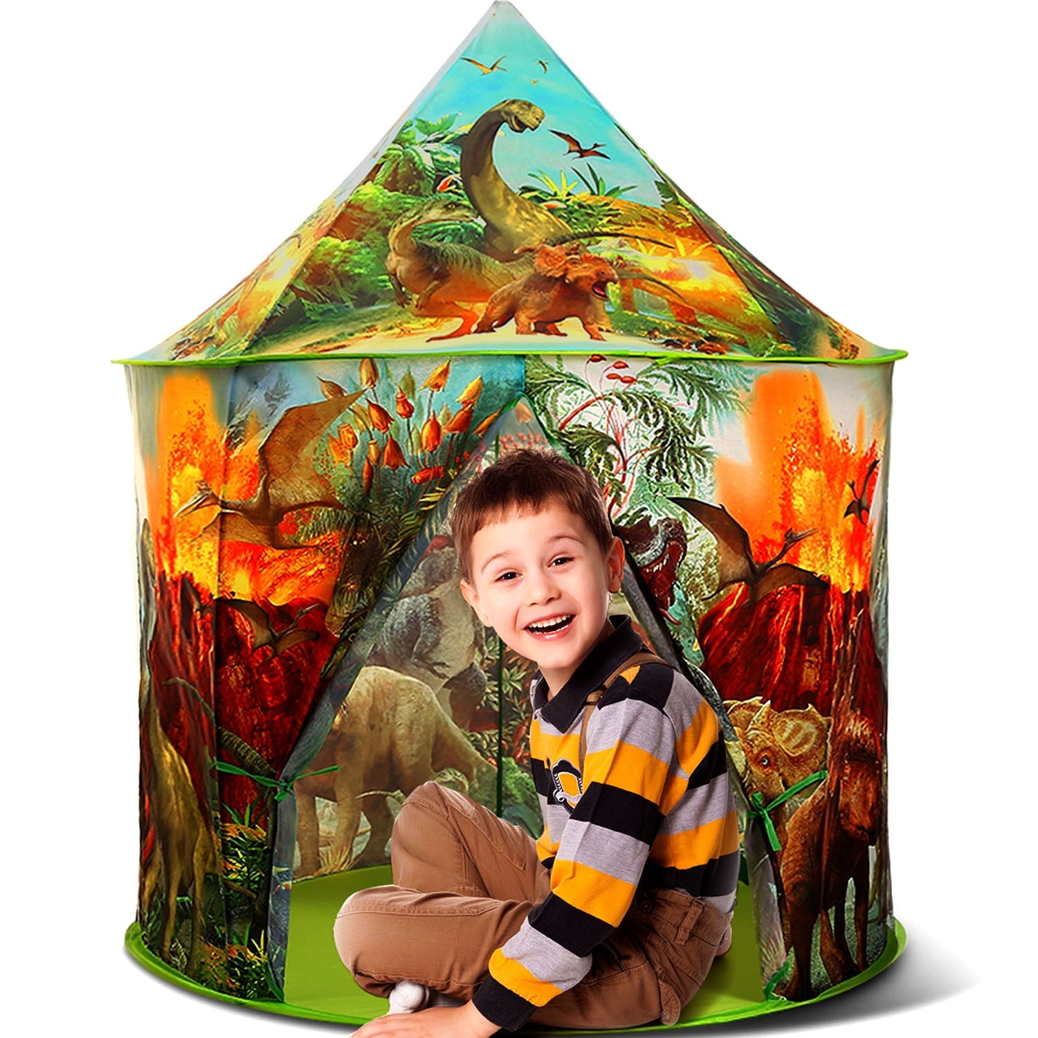 JoyStone Dinosaur Kids Play Tent, Discovery Dinosaur Pop up Tent, Indoor & Outdoor Playhouse Toys for Toddler Gift Boy & Girl