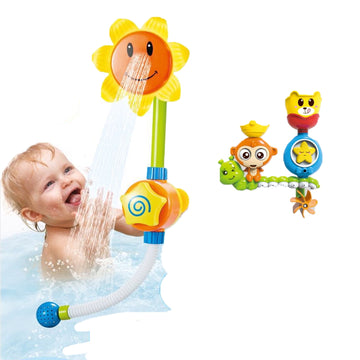 JoyStone Toddler Suction Cup Bath Toy with Sunflower Shower, Magnetic Light Up Fishing Game Baby Bath Toy, Clockwork Swimming Turtle Toy Floating Pool Tub Water Toy for Toddlers and Babies