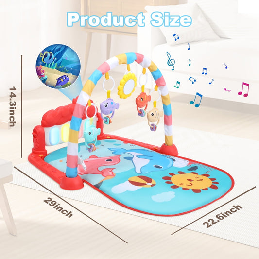 JoyStone Baby Play Mat Baby Gym, Musical Activity Mat Piano with Projection Function, Early Development Baby Play Mat Gift for Babies Newborn