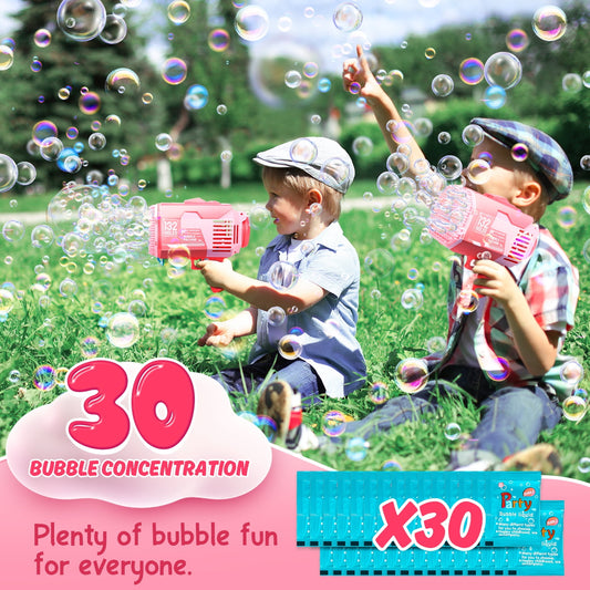 JoyStone Bubble Machine, 132 Holes Automatic Bubble Gun Toys with Colorful Lights and 2 Refill Solution for Kids, Pink