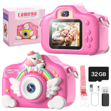 JoyStone Kids Camera Toys with 1080P Video for 3-12 Year Old, Chritmas Birthday Gifts for Kids, 32GB SD Card & Silicone Cover